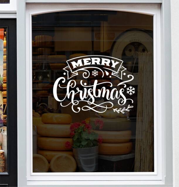 Merry Christmas Sticker For Windows Xmas Shop Display Window Decal Home Decoration - image 1