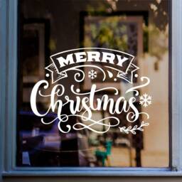 Merry Christmas Sticker For Windows Xmas Shop Display Window Decal Home Decoration - thumbnail 2