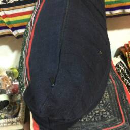 Vintage Handmade Tribal Black Hmong Embroidered Silk Cotton Pillow Over - thumbnail 3