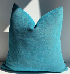 Turquoise Linen Throw Pillow Cover, Decorative Pillowcase, Patina Blue Textured Cushion Cover, 20x20