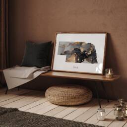 Nebraska Map Black & Gold Wall Art Print Us State - Usa United States Of America - thumbnail 2