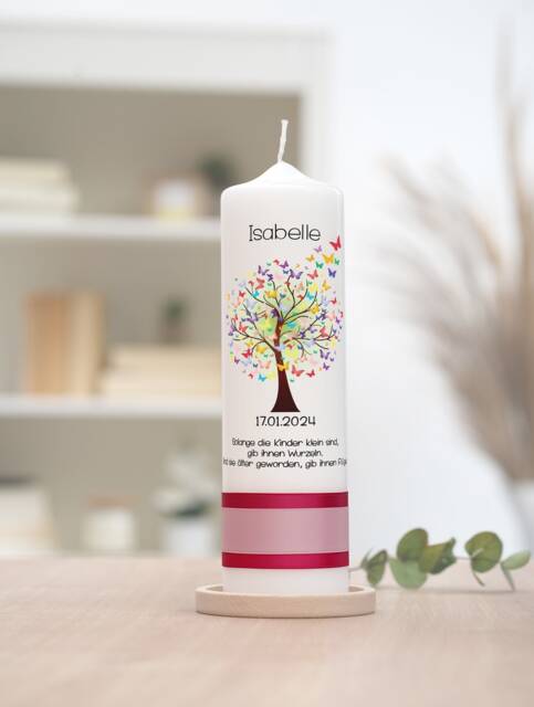 Baptismal Candle Tree Of Life With Butterflies - image 1