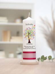Baptismal Candle Tree Of Life With Butterflies