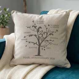 Personalised Pearl Anniversary Family Tree Cushion - thumbnail 3