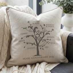 Personalised Pearl Anniversary Family Tree Cushion - thumbnail 1
