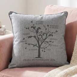 Personalised Pearl Anniversary Family Tree Cushion - thumbnail 2