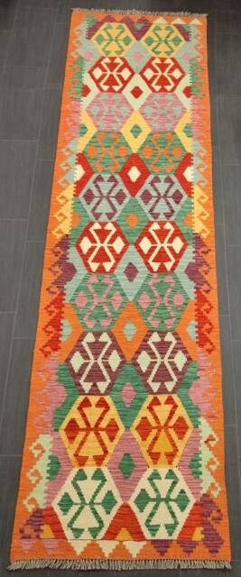Tribal Kilim Runner, Handmade Artisan Afghan Turkish Aztec Sheep Wool Runner Rug 299x84 cm - image 1