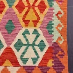 Tribal Kilim Runner, Handmade Artisan Afghan Turkish Aztec Sheep Wool Runner Rug 299x84 cm - thumbnail 2