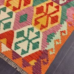 Tribal Kilim Runner, Handmade Artisan Afghan Turkish Aztec Sheep Wool Runner Rug 299x84 cm - thumbnail 4