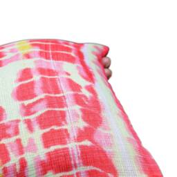 Leheriya Waves Print Accent Throw Pillow - Ring Decorative Handmade Cushion Cover - Small Tie & Dye Peaches 8 - thumbnail 4