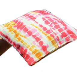 Leheriya Waves Print Accent Throw Pillow - Ring Decorative Handmade Cushion Cover - Small Tie & Dye Peaches 8 - thumbnail 2