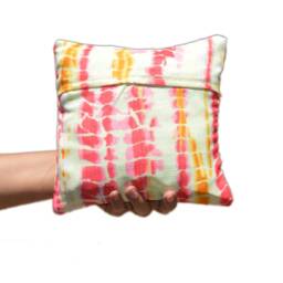 Leheriya Waves Print Accent Throw Pillow - Ring Decorative Handmade Cushion Cover - Small Tie & Dye Peaches 8 - thumbnail 3
