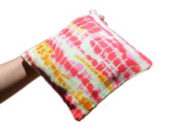 Leheriya Waves Print Accent Throw Pillow - Ring Decorative Handmade Cushion Cover - Small Tie & Dye Peaches 8