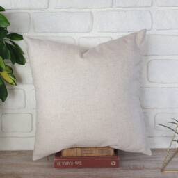 Color Block Linen Pillow Cover Gray Faux Leather, Modern Home Decor - 16x16'' - thumbnail 4