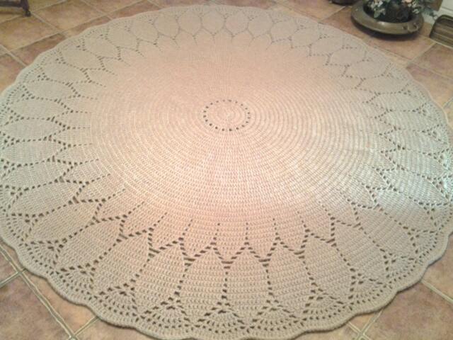 Handmade Wool Round Rug, Crochet Doily Rug - image 1