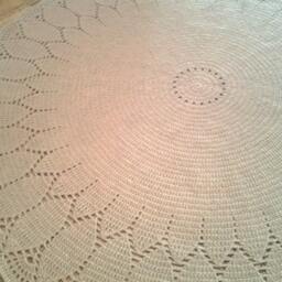 Handmade Wool Round Rug, Crochet Doily Rug - thumbnail 2