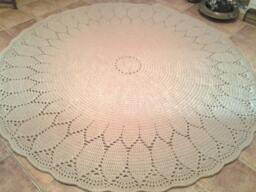 Handmade Wool Round Rug, Crochet Doily Rug - thumbnail 1