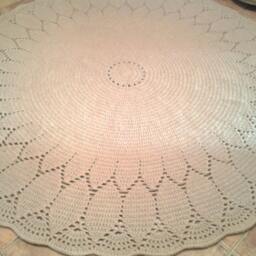 Handmade Wool Round Rug, Crochet Doily Rug - thumbnail 3