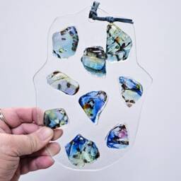 Fused Glass Hamsa Wall Art - Blue & Purple New Home Gift - thumbnail 2