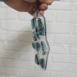 Fused Glass Hamsa Wall Art - Blue & Purple New Home Gift - thumbnail 4