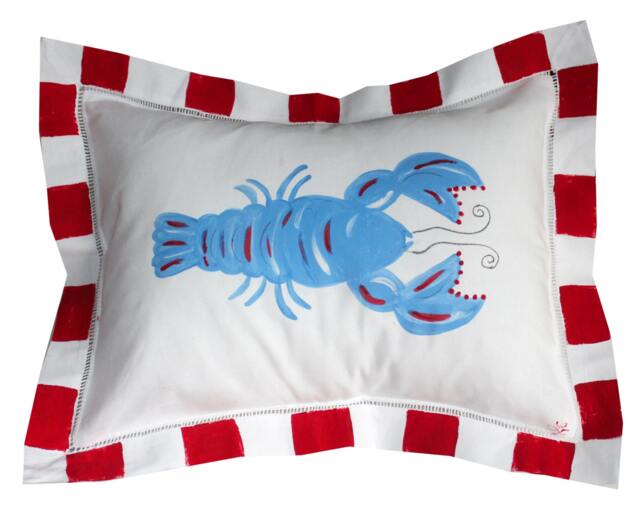 Nautical Lobster Linen Pillow - image 1