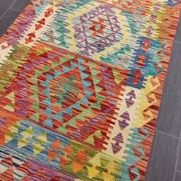 Tribal Runner Rug, Handmade Artisan Afghan Turkish Persian Qashqai Navajo Bohemian Flatweave Wool Kilim Rug 295x80 cm - thumbnail 2