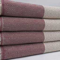 "Burgundy Blanket, Diamond Desing Throw, Turkish Bedspread, Bedspread, Turkish Blanket, 79""x91" - thumbnail 2