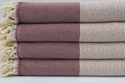 "Burgundy Blanket, Diamond Desing Throw, Turkish Bedspread, Bedspread, Turkish Blanket, 79""x91" - thumbnail 1