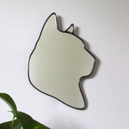 Cat Mirror/Handmade Wall Art Shape Outline Silhouette Decor Miroir Kitty Kitten Portrait Bust - thumbnail 2
