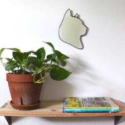 Cat Mirror/Handmade Wall Art Shape Outline Silhouette Decor Miroir Kitty Kitten Portrait Bust - thumbnail 4