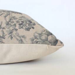 Last Chance ~ Floral Lumbar Throw Pillow, Designer Lumbar, Beige & Gray Cushion, Tan For Couch -- Creek - thumbnail 3