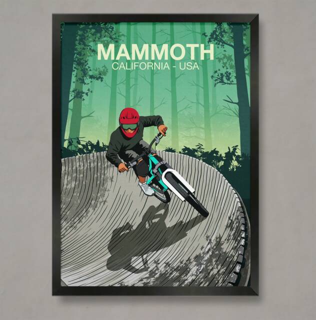 Mammoth Mountain Bike Trail Art Print California Biking Poster - image 1