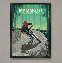 Mammoth Mountain Bike Trail Art Print California Biking Poster - thumbnail 1