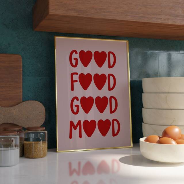 Good Food Mood - Kitchen Art Print Minimalist Trendy Dining Room Kitchen Wall Art Home Decor Gift - image 1