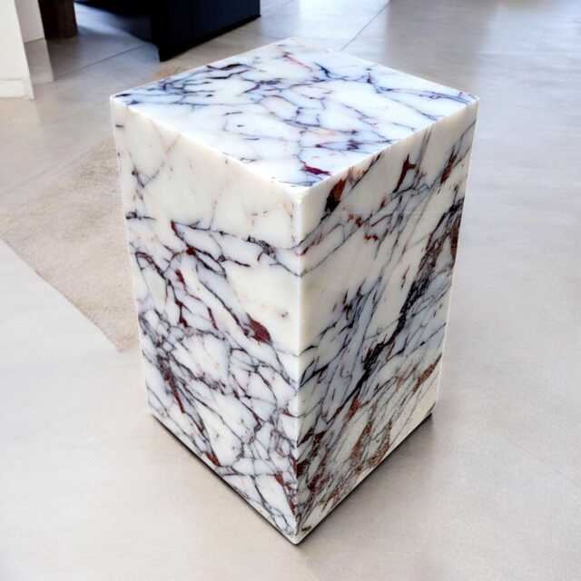 Natural Marble Square Side Table - Calacatta Viola End - image 1