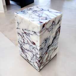 Natural Marble Square Side Table - Calacatta Viola End - thumbnail 1