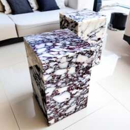 Natural Marble Square Side Table - Calacatta Viola End - thumbnail 2