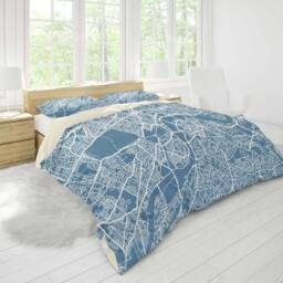 Blue City Map Duvet Cover Set, Abstract Architecture Bedding - thumbnail 2