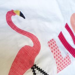 Personalized Kids Decor Personalized Pillow Case, Flamingo Pillow, Pink Peach Coral Applique Letters 320 Thread Count Satin - thumbnail 3