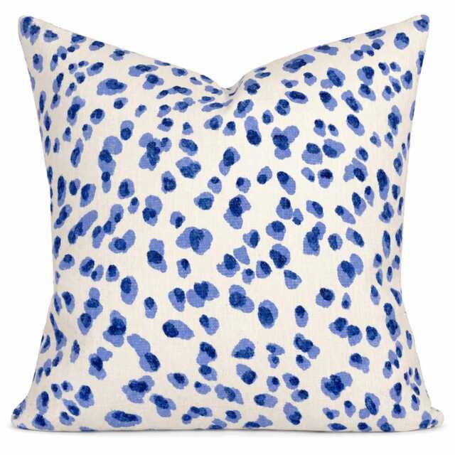 Ballard Designs Blue Leopard Pillow Cover, Coastal Designer Animal Print Accent - image 1