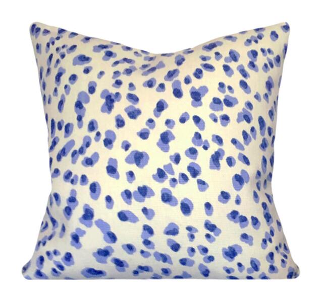 Ballard Design Blue Animal Print Pillow Cover, Basketweave Cotton Accent Cushion - image 1