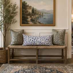 Ballard Designs Blue Leopard Pillow Cover, Coastal Designer Animal Print Accent - thumbnail 4