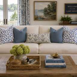 Ballard Designs Blue Leopard Pillow Cover, Coastal Designer Animal Print Accent - thumbnail 2