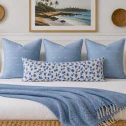Ballard Designs Blue Leopard Pillow Cover, Coastal Designer Animal Print Accent - thumbnail 3