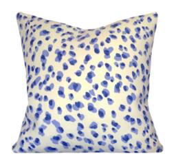 Ballard Design Blue Animal Print Pillow Cover, Basketweave Cotton Accent Cushion - thumbnail 1