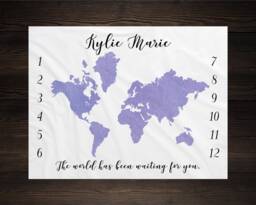 World Milestone Blanket Monthly Baby Growth Tracker Minky Fleece Shower Newborn Gift For Gender Neutral Girl - thumbnail 1