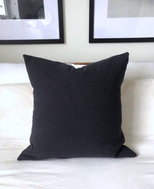 Handwoven Navy Blue Pillow Cover Polka Dot Scatter Cushion - image 1