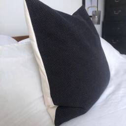 Handwoven Navy Blue Pillow Cover Polka Dot Scatter Cushion - thumbnail 3