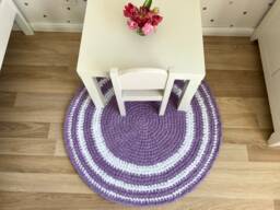 Nursery Rug, Nursery Decor, Crochet Modern Area Lilac Round Terry Cloth Rug