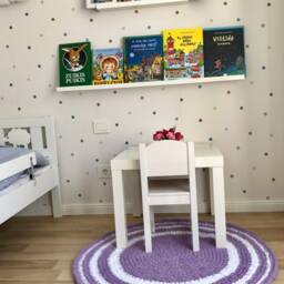 Nursery Rug, Nursery Decor, Crochet Modern Area Lilac Round Terry Cloth Rug - thumbnail 2
